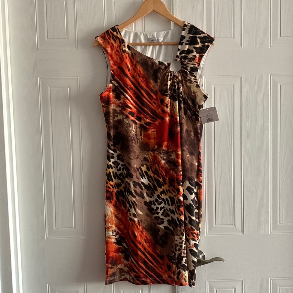 👗🧡Liz Claiborne Orange Print Cocktail Dress🧡👗